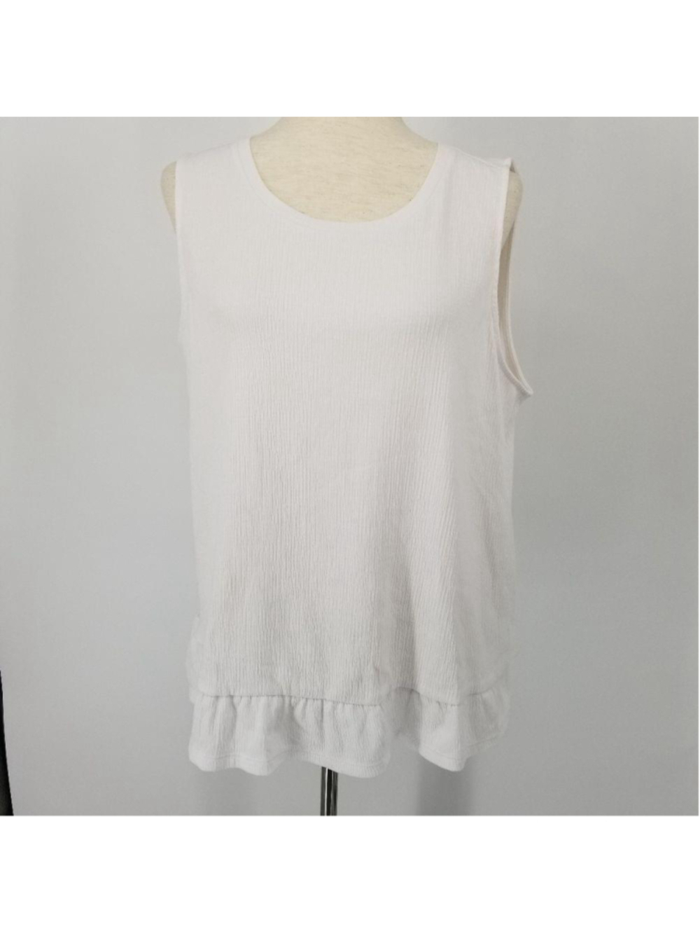 Michael Michael Kors White Sleeveless Blouse Large NWT Ruffle Hem Top